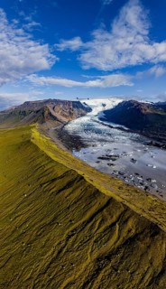 Ice floes, glacier, glacier lake, glacier lagoon, morning light, cloudy mood, panorama, summer,