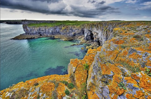A view from the cliffs of Barafundle Bay, Pembrokeshire, Wales. By far my favourite beach in the UK