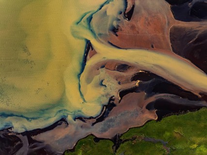 River, river course, river delta, branches, aerial view, wild river, summer, marshland, sediments,