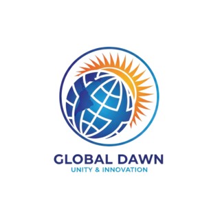 The Global Dawn logo showcases a stylized globe with a sunburst, representing global unity and