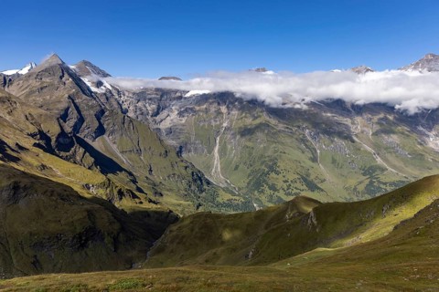 Landscape panorama, high alpine road, Großglockner, high fog, view