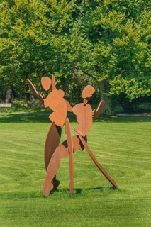 Metal art figures in the castle park in Kisslegg, Allgäu, Baden-Württemberg, Germany