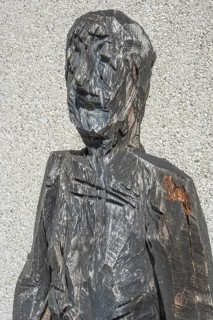 Wooden sculpture by Klaus Prior Ammonitore 2003, cedar wood, in Kisslegg, Allgäu,