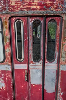 Sanded red paint, a rail bus from the 1950s is being renovated at the Spatz youth centre, Kisslegg,