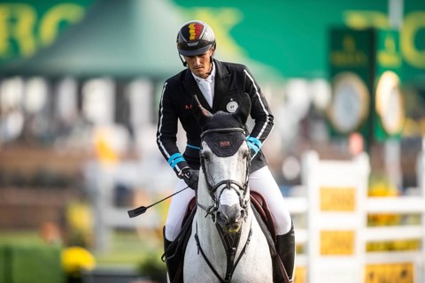 Olivier Philippaerts of Belgium, riding Nobel Van Vromboautshoeve competes in the 2025 Spruce