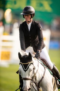 Hilary Scott or Australia, riding Oaks Milky Way competes in the 2025 Spruce Meadows Masters on