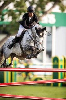 Kevin Jochems of the Netherlands, riding Csquetto Van De Helle competes in the 2025 Spruce Meadows