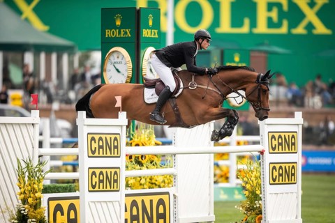 Thibault Philippaerts of Belgium, riding Lyandro competes in the 2025 Spruce Meadows Masters on