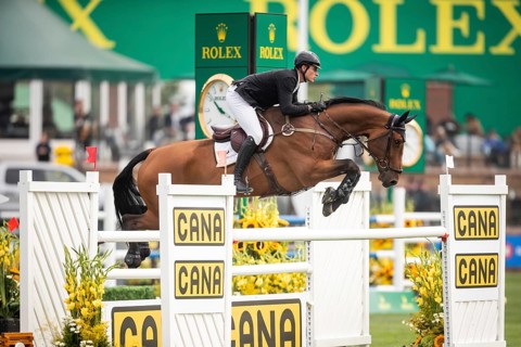 Thibault Philippaerts of Belgium, riding Lyandro competes in the 2025 Spruce Meadows Masters on