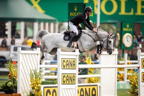 Richard Vogel of Germany, riding Cloudio competes in the 2025 Spruce Meadows Masters on September