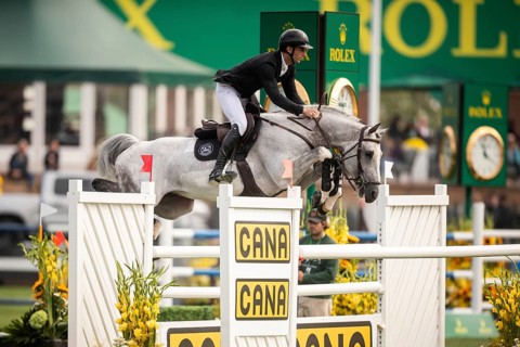 Richard Vogel of Germany, riding Cloudio competes in the 2025 Spruce Meadows Masters on September