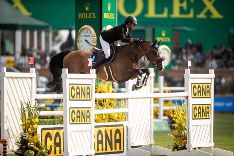 Sameh El Dahan or Great Britain, riding WKD Toronto competes in the 2025 Spruce Meadows Masters on