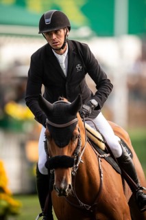 Andreas Schou of Denmark, riding Billy Matador competes in the 2025 Spruce Meadows Masters on