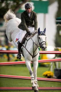 Daniel Coyle of Ireland, riding Incredible competes in the 2025 Spruce Meadows Masters on September