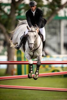 Richard Vogel of Germany, riding Cloudio competes in the 2025 Spruce Meadows Masters on September