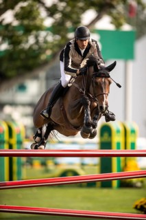 Nicola Philippaerts of Belgium, riding Gadget Mouche competes in the 2025 Spruce Meadows Masters on