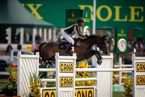 Nicola Philippaerts of Belgium, riding Gadget Mouche competes in the 2025 Spruce Meadows Masters on
