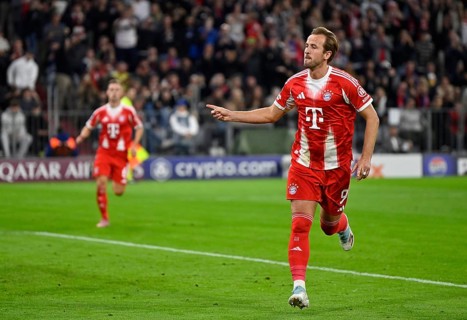 Goal celebration Harry Kane FC Bayern Munich FCB (09) Champions League, Allianz Arena, Munich,
