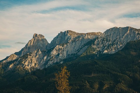 Admonter Reichensteingruppe in sunlight, Weng im Gesäuse, Styria, Austria