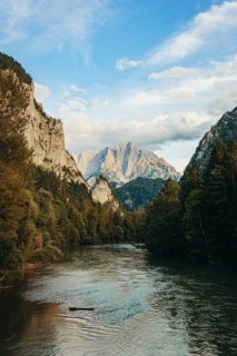 View of the Enns, Ödstein in the background, Admont, Styria, Austria