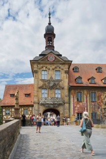 Old Town Hall, Upper Bridge, tourists, Old Town, UNESCO World Heritage Site, Bamberg, Upper