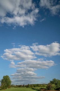 Landscape with cloudy sky, Eckental, Middle Franconia, Bavaria, Germany