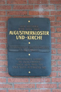 Information board about the former site of the Augustinian monastery and monastery church,