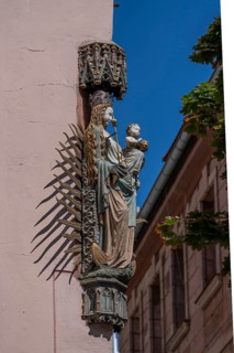House saint, Virgin Mary at a residential and commercial building, Weinmarkt, Nuremberg, Middle