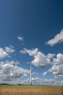 Wind turbine in open landscape, Karsberg, Upper Franconia, Bavaria, Germany