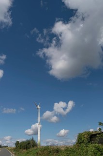 Wind turbine, cloudy sky, Karsberg, Upper Franconia, Bavaria, Germany
