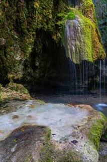 Sinterstein with mosses, Hinanger waterfalls, gorge, rock, limestone, Hinang, Fischen, Allgäu Alps,