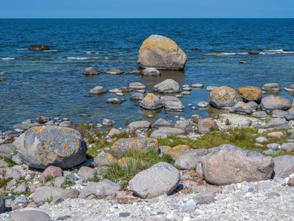 Stones on the shore of the island of Stora grundet on the northern tip of the Swedish island of