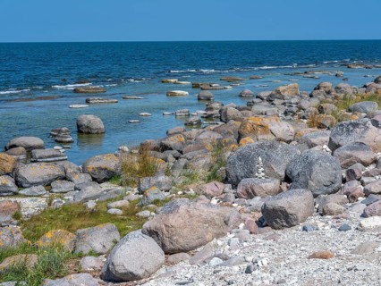 Stones on the shore of the island of Stora grundet on the northern tip of the Swedish island of