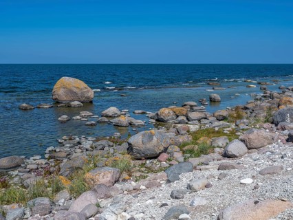 Stones on the shore of the island of Stora grundet on the northern tip of the Swedish island of