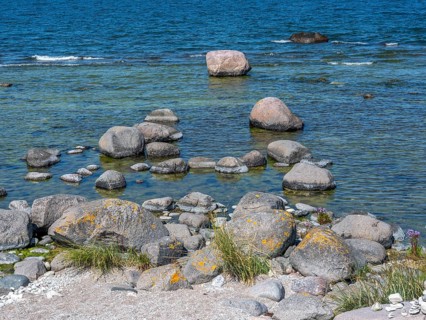 Stones on the shore of the island of Stora grundet on the northern tip of the Swedish island of
