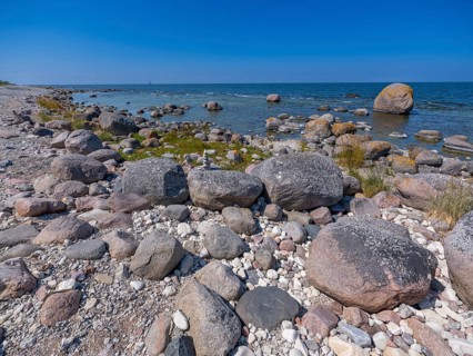 Stones on the shore of the island of Stora grundet on the northern tip of the Swedish island of