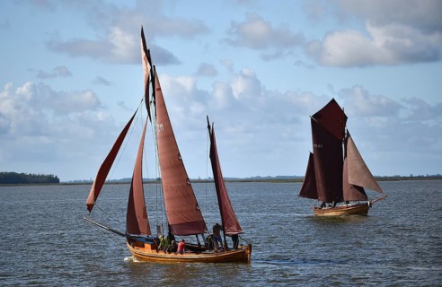 Zeesbootregatta on the Bodden near Bodstedt, Darß, Mecklenburg-Vorpommern, Germany