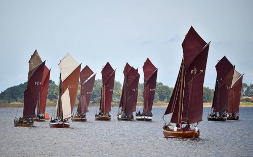 Zeesbootregatta on the Bodden near Bodstedt, Darß, Mecklenburg-Vorpommern, Germany