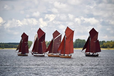 Zeesbootregatta on the Bodden near Bodstedt, Darß, Mecklenburg-Vorpommern, Germany