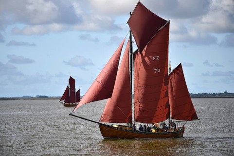 Zeesbootregatta on the Bodden near Bodstedt, Darß, Mecklenburg-Vorpommern, Germany
