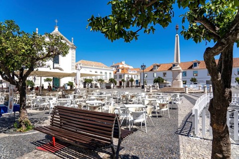 The central square Praça Marquês de Pombal, in the town of Vila Real de Santo António, on the
