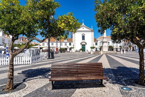 The central square Praça Marquês de Pombal, in the town of Vila Real de Santo António, on the
