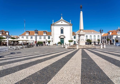 The central square Praça Marquês de Pombal, in the town of Vila Real de Santo António, on the