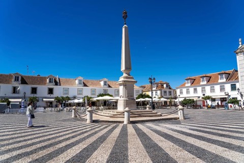 The central square Praça Marquês de Pombal, in the town of Vila Real de Santo António, on the