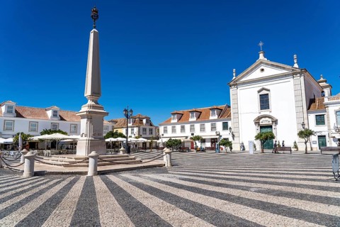 The central square Praça Marquês de Pombal, in the town of Vila Real de Santo António, on the