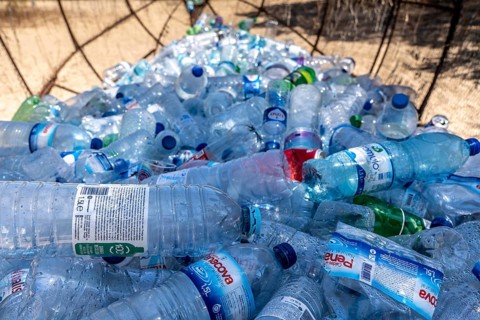 Collection containers for PET bottles, containers, plastic bottles, Portugal has no deposit system,