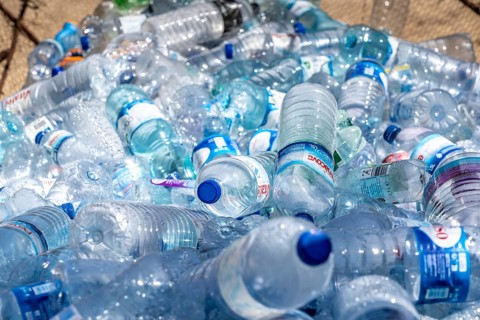 Collection containers for PET bottles, containers, plastic bottles, Portugal has no deposit system,