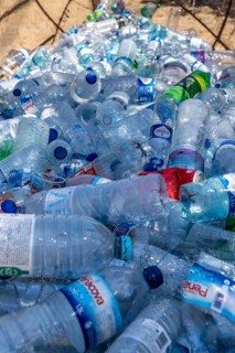 Collection containers for PET bottles, containers, plastic bottles, Portugal has no deposit system,
