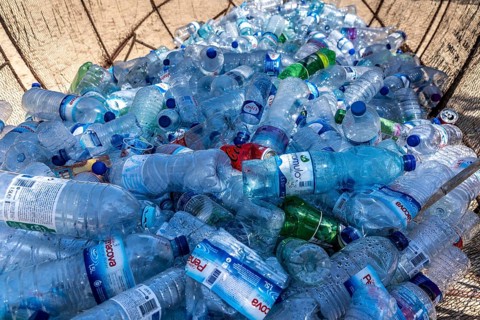 Collection containers for PET bottles, containers, plastic bottles, Portugal has no deposit system,