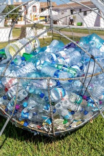 Collection containers for PET bottles, containers, plastic bottles, Portugal has no deposit system,